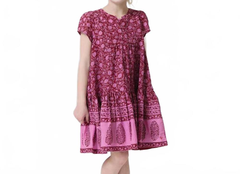 NEW PINK CHICKEN girl's adele dress in burgundy garden floral